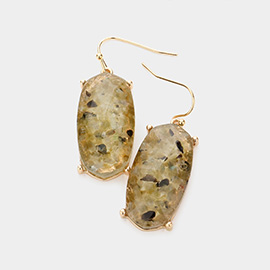Semi Precious Hexagon Dangle Earrings