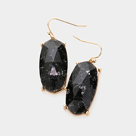 Semi Precious Hexagon Dangle Earrings