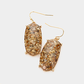 Semi Precious Hexagon Dangle Earrings