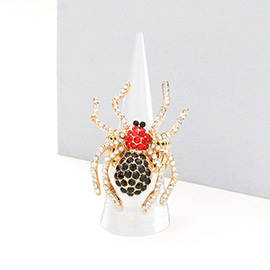 Rhinestone Embellished Spider Stretch Ring