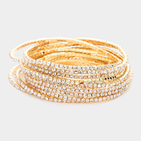 11PCS - Rhinestone Layered Stretch Bracelets