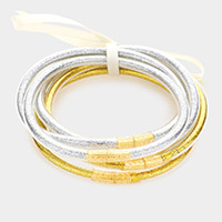 6PCS - Glitter Jelly Tube Bangle Bracelets