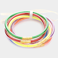 6PCS - Glitter Jelly Tube Bangle Bracelets