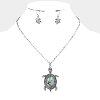 Abalone Turtle Pendant Necklace