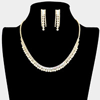 Rectangle Stone Pointed Rhinestone Necklace