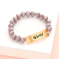 God is Greater Than The Highs And The Lows Metal Bar Faceted Beaded Stretch Bracelet