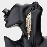 Rhinestone Fringe Dangle Evening Earrings