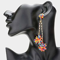 Dropped Beaded Double Ball Dangle Earrings