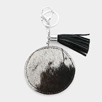 Genuine Fur Calf Round Tassel Keychain