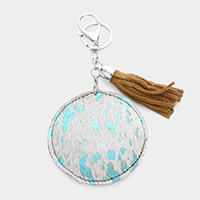 Genuine Fur Calf Round Tassel Keychain