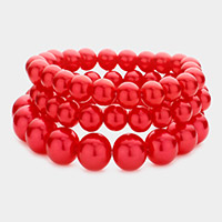 3PCS - Pearl Strand Stretch Bracelets