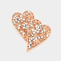 Stone Cluster Heart Stud Earrings