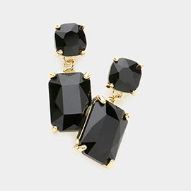 Square Rectangle Link Dangle Evening Earrings