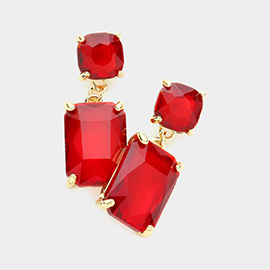 Square Rectangle Link Dangle Evening Earrings