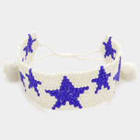 Beaded Star Tassel Cinch Pull Tie Bracelet