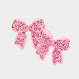 Rhinestone Embellished Bow Stud Earrings