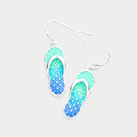 Enamel Metal Flip Flop Dangle Earrings