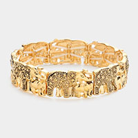 Elephant Antique Metal Stretch Bracelet