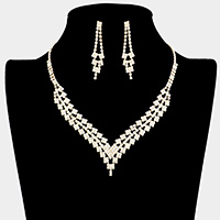 Chevron Accented Rhinestone Pave Necklace