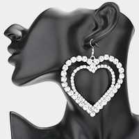 Bubble Stone Open Heart Dangle Evening Earrings