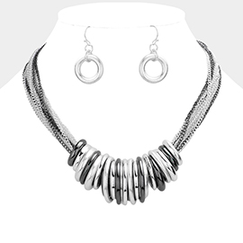 Antique Metal O-Ring Stacked Necklace