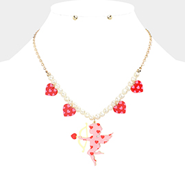 Heart Cupid Pendant Pearl Necklace