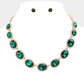 Oval Stone Link Evening Necklace