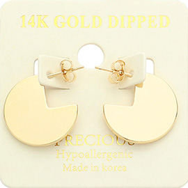 14K Gold Dipped Abstract Metal Round Earrings