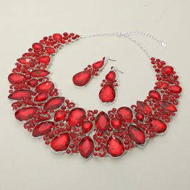 Marquise Teardrop Stone Accented Evening Necklace