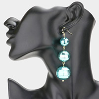 Triple Disco Ball Link Dangle Earrings