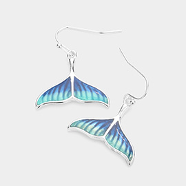 Enamel Whale Tail Dangle Earrings