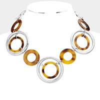 Celluloid Acetate Tortoise Open Circle Link Necklace