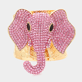 Stone Embellished Elephant Cuff Bracelet