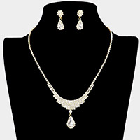 Teardrop Stone Accented Rhinestone Necklace