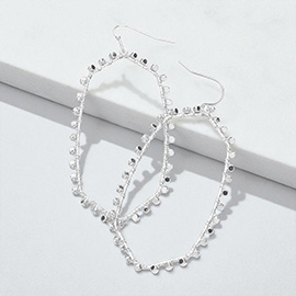 Metal Cube Trimmed Open Hexagon Dangle Earrings