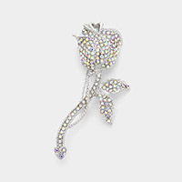 Rhinestone Embellished Rose Flower Pin Brooch