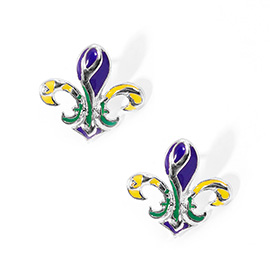 Mardi Gras Fleur de Lis Stud Earrings