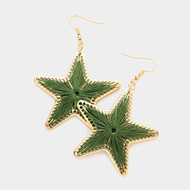 Thread Wrapped Star Dangle Earrings