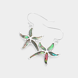 Abalone Starfish Dangle Earrings