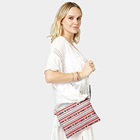 Aztec Patterned Wristlet Clutch / Crossbody Bag