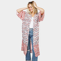 Floral Patterned Cover Up Kimono Poncho