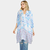 Flower Patterned Cover Up Kimono Poncho