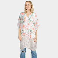 Flower Patterned Cover Up Kimono Poncho