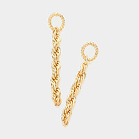 Open Metal Oval Link Linear Dangle Earrings