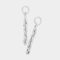 Open Metal Oval Link Linear Dangle Earrings