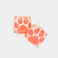 Paw Accented Square Stud Earrings