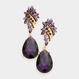 Marquise Stone Cluster Teardrop Dangle Evening Earrings