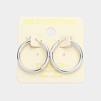 14K White Gold Dipped Metal Hoop Pin Catch Earrings