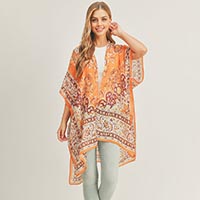 Patterned Cover Up Kimono Poncho