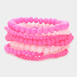 9PCS - Faceted Bead Stretch Bracelets